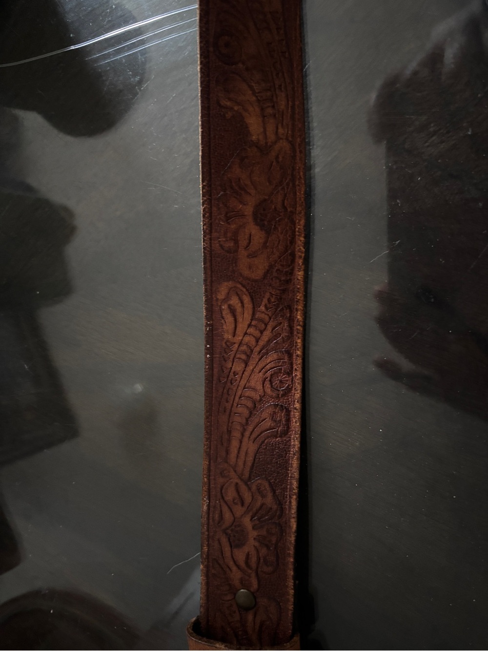 Hawaii Embossed Floral Men's Belt Buckle 30” Leather Belt - Picture 7 of 9